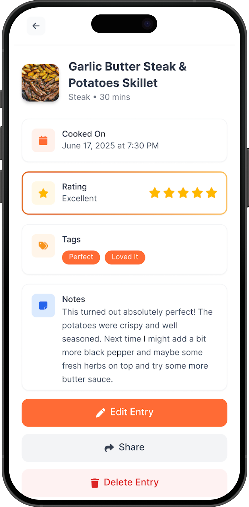 Recipe Details Interface