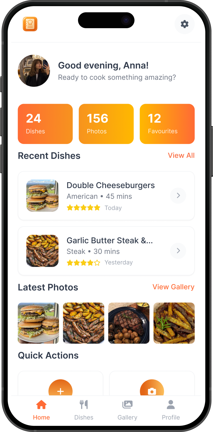 CookDiary Dashboard Interface